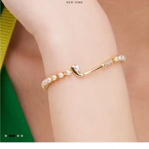 Elegant Kate Spade Gold and Pearl Hole In One Bracelet